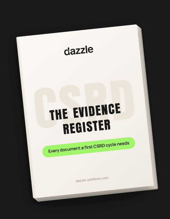 Front cover of the Dazzle CSRD evidence register